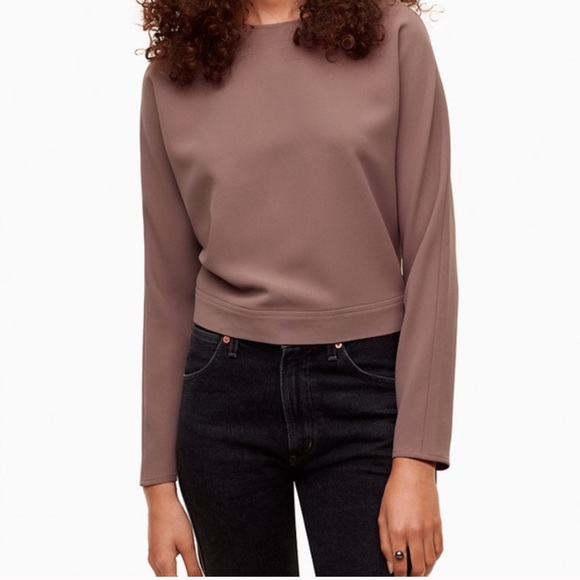 Aritzia Wilfred Laon Blouse, Open Back Crew Neck Tie Waist, Size XXS, NWOT - Picture 3 of 8